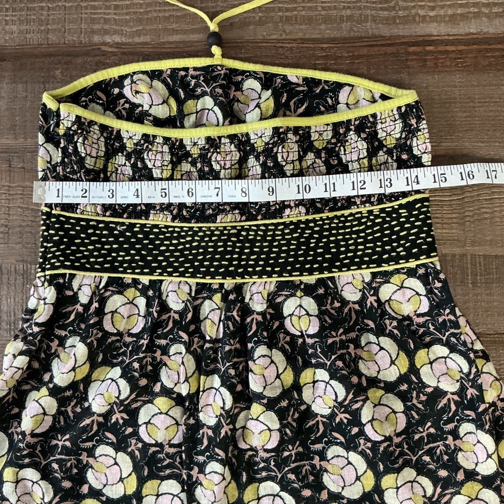 Free People Linen Blend Floral Strapless Halter Babydoll Blouse Top Size 6 - Picture 4 of 9